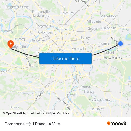 Pomponne to L'Etang-La-Ville map