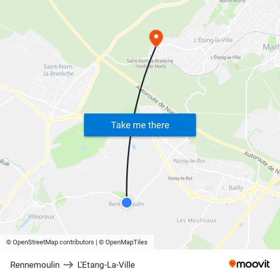 Rennemoulin to L'Etang-La-Ville map