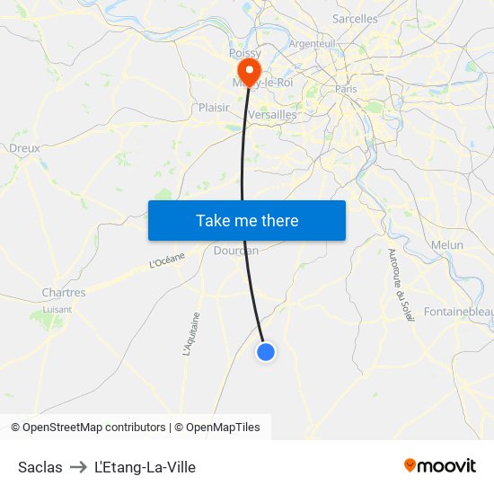 Saclas to L'Etang-La-Ville map