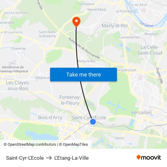 Saint-Cyr-L'Ecole to L'Etang-La-Ville map