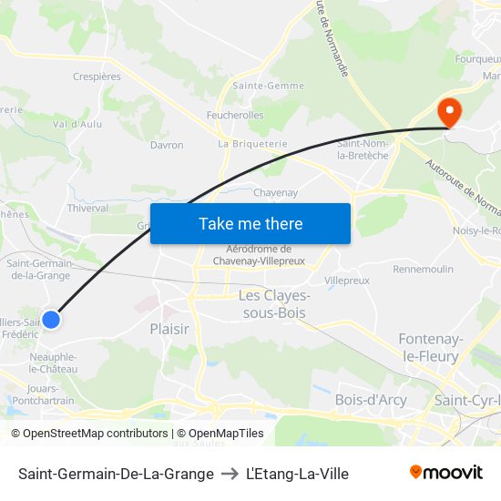 Saint-Germain-De-La-Grange to L'Etang-La-Ville map