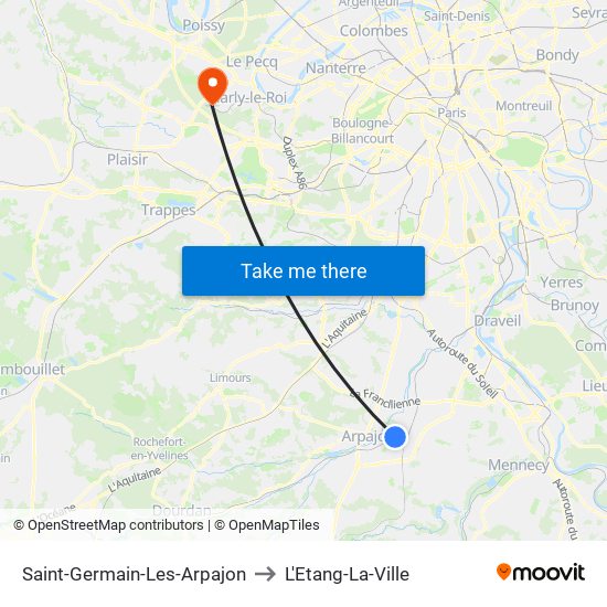Saint-Germain-Les-Arpajon to L'Etang-La-Ville map