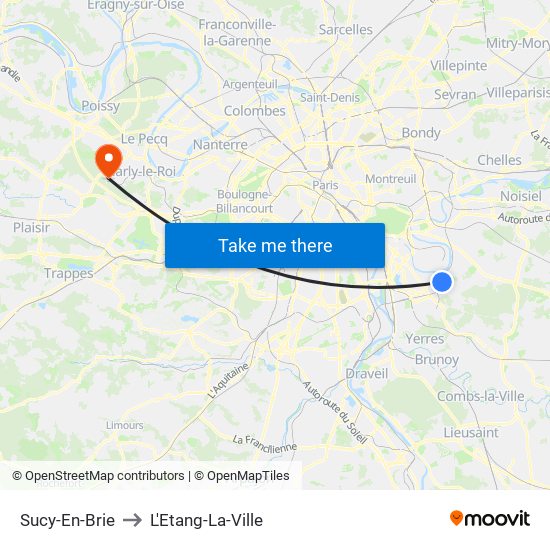 Sucy-En-Brie to L'Etang-La-Ville map