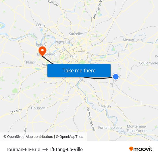Tournan-En-Brie to L'Etang-La-Ville map
