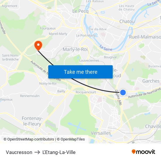 Vaucresson to L'Etang-La-Ville map