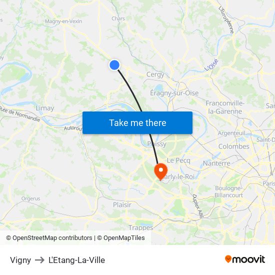Vigny to L'Etang-La-Ville map