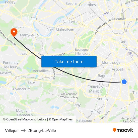 Villejuif to L'Etang-La-Ville map