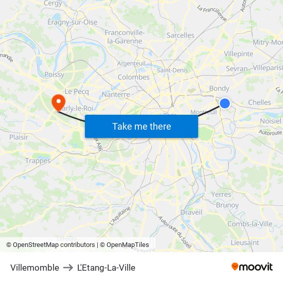 Villemomble to L'Etang-La-Ville map