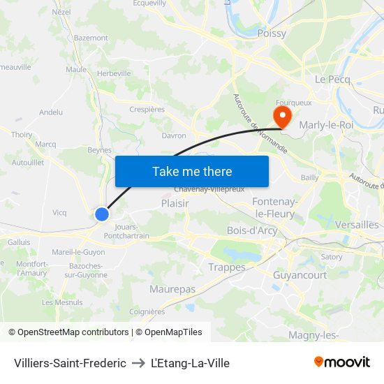 Villiers-Saint-Frederic to L'Etang-La-Ville map