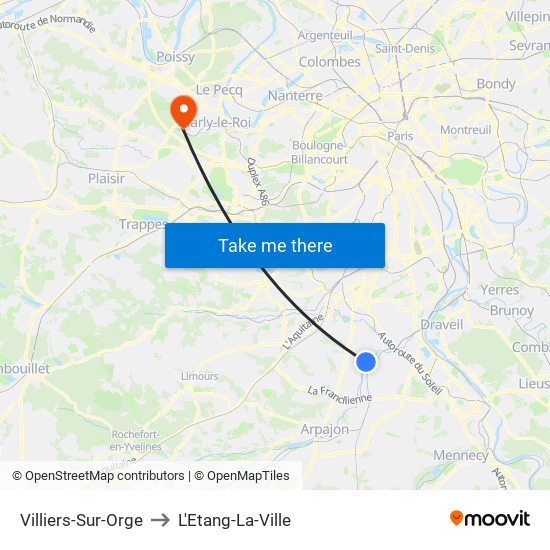 Villiers-Sur-Orge to L'Etang-La-Ville map