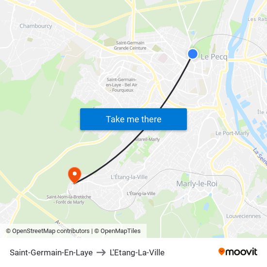 Saint-Germain-En-Laye to L'Etang-La-Ville map