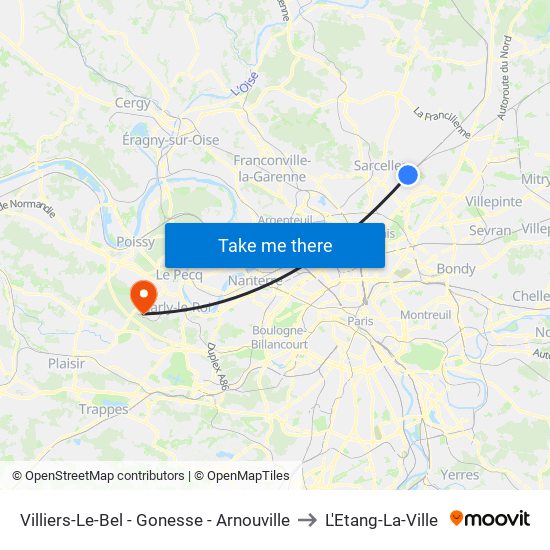 Villiers-Le-Bel - Gonesse - Arnouville to L'Etang-La-Ville map