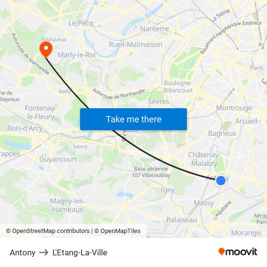 Antony to L'Etang-La-Ville map