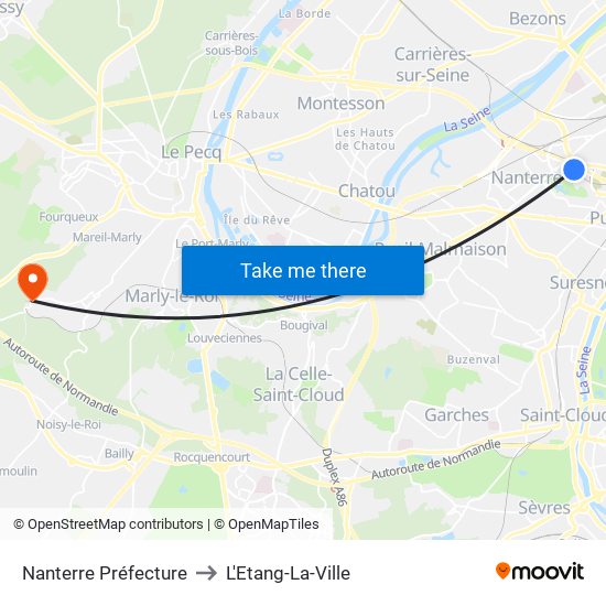 Nanterre Préfecture to L'Etang-La-Ville map