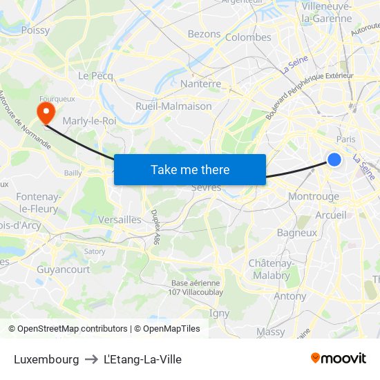 Luxembourg to L'Etang-La-Ville map