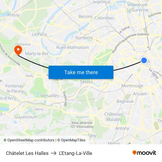 Châtelet Les Halles to L'Etang-La-Ville map
