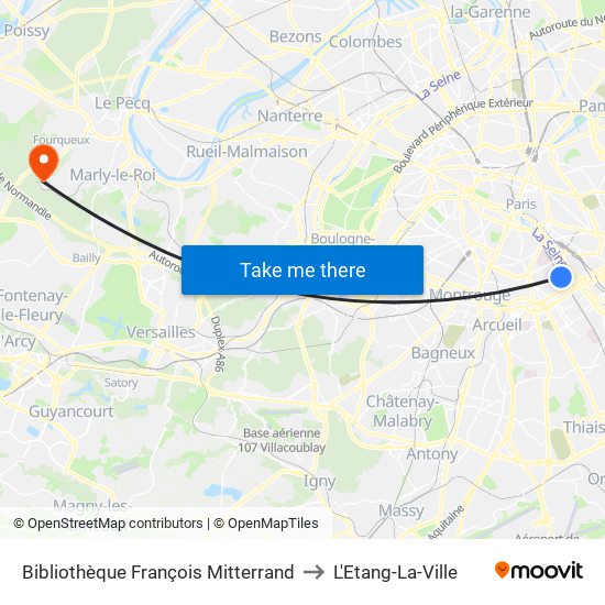 Bibliothèque François Mitterrand to L'Etang-La-Ville map