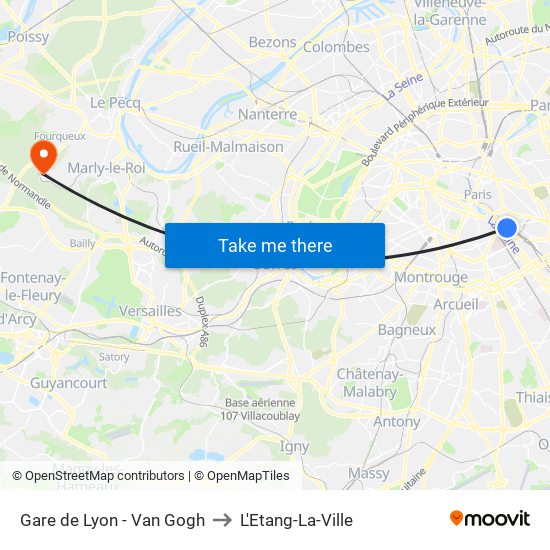 Gare de Lyon - Van Gogh to L'Etang-La-Ville map