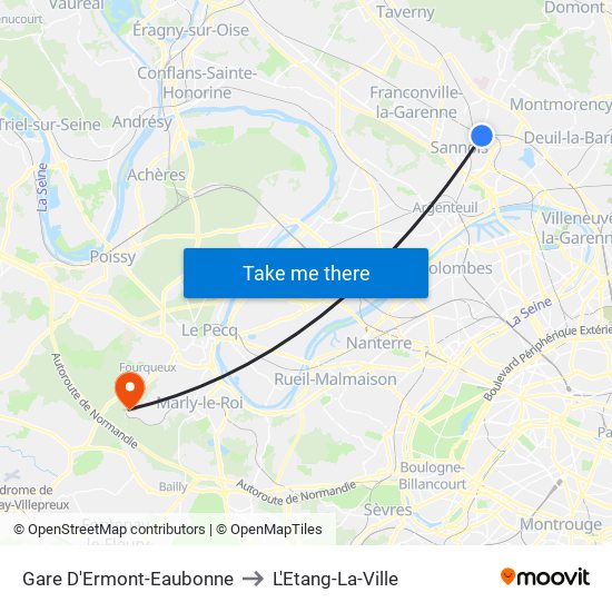 Gare D'Ermont-Eaubonne to L'Etang-La-Ville map