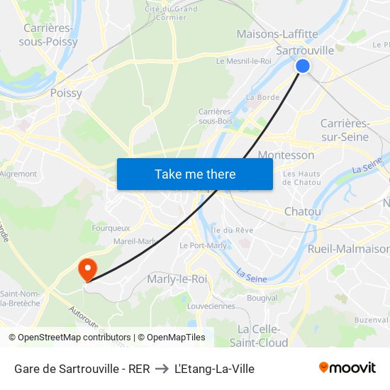 Gare de Sartrouville - RER to L'Etang-La-Ville map