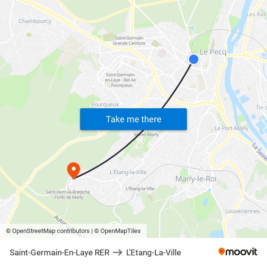 Saint-Germain-En-Laye RER to L'Etang-La-Ville map