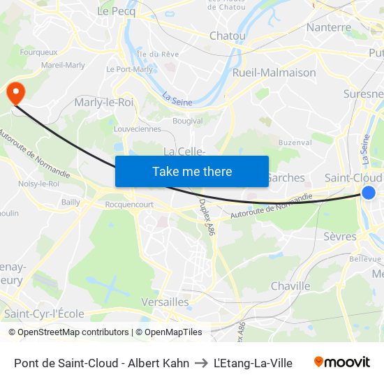 Pont de Saint-Cloud - Albert Kahn to L'Etang-La-Ville map