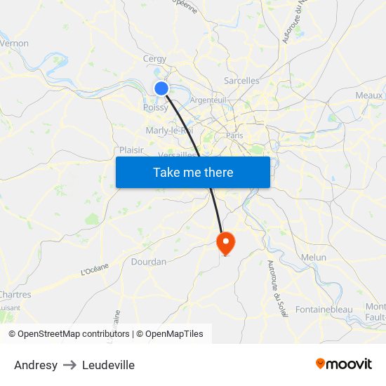 Andresy to Leudeville map