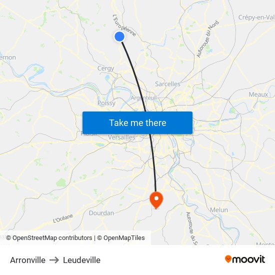 Arronville to Leudeville map