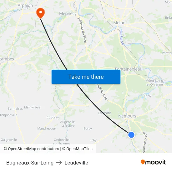 Bagneaux-Sur-Loing to Leudeville map