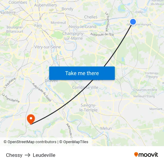 Chessy to Leudeville map