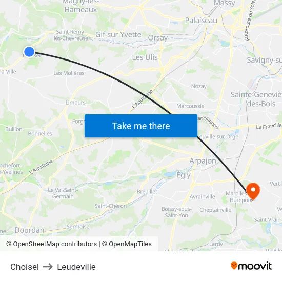 Choisel to Leudeville map