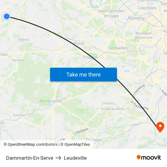 Dammartin-En-Serve to Leudeville map