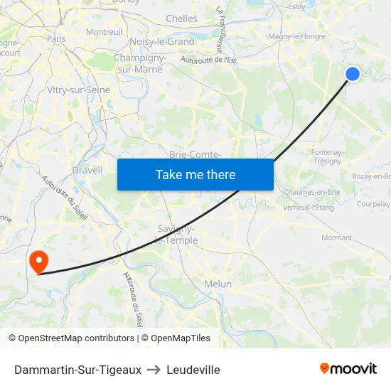 Dammartin-Sur-Tigeaux to Leudeville map