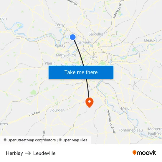 Herblay to Leudeville map