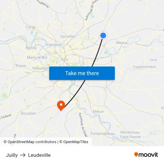 Juilly to Leudeville map