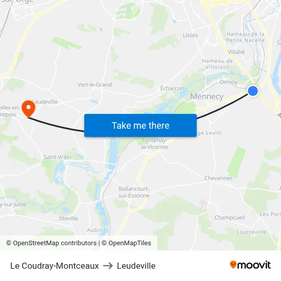 Le Coudray-Montceaux to Leudeville map