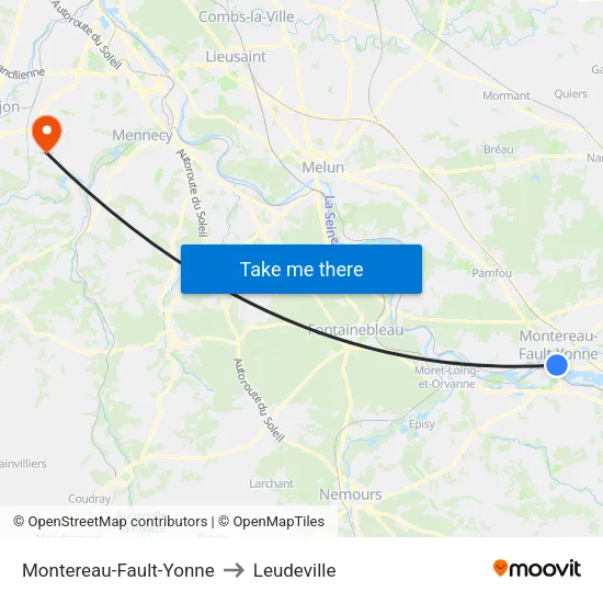Montereau-Fault-Yonne to Leudeville map