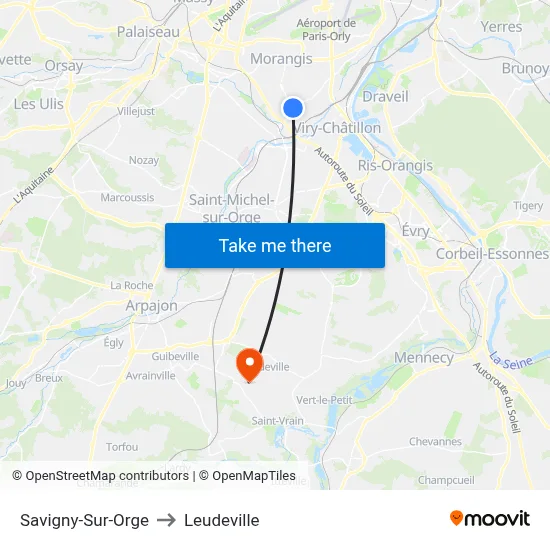 Savigny-Sur-Orge to Leudeville map