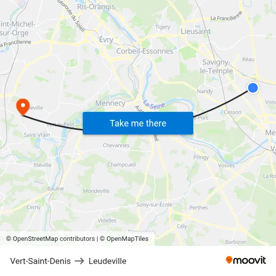 Vert-Saint-Denis to Leudeville map