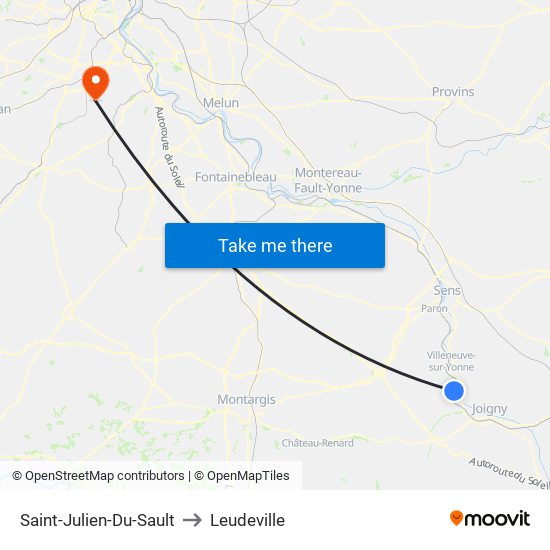 Saint-Julien-Du-Sault to Leudeville map
