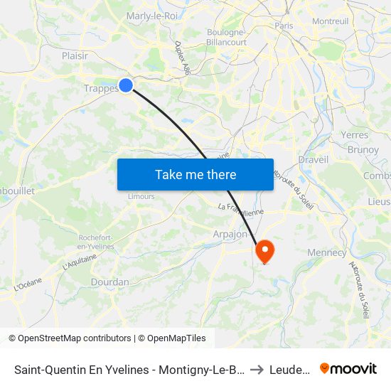 Saint-Quentin En Yvelines - Montigny-Le-Bretonneux to Leudeville map