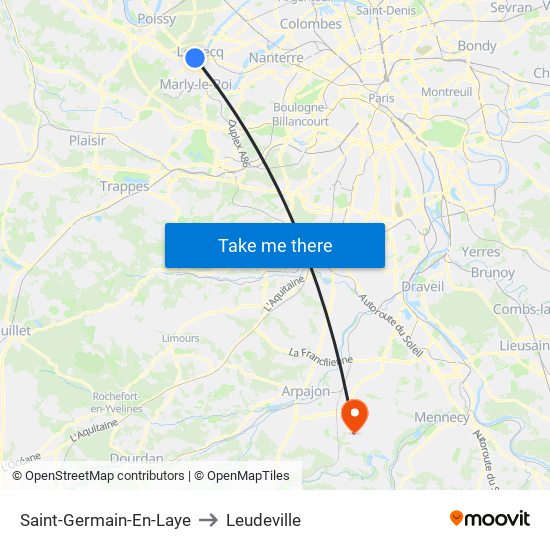 Saint-Germain-En-Laye to Leudeville map