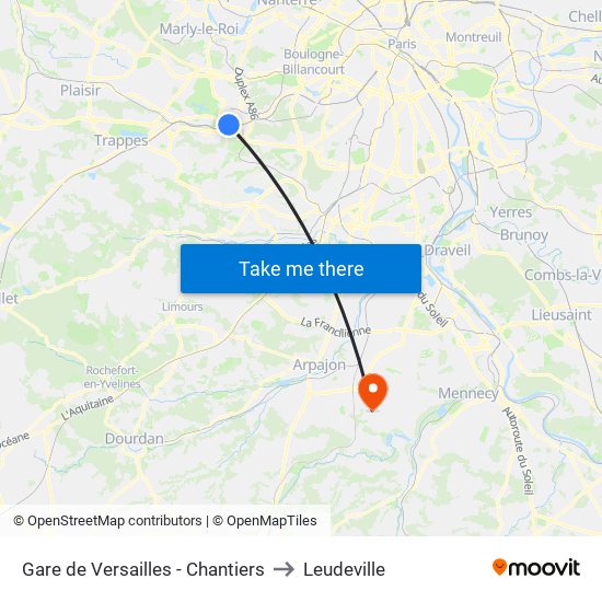 Gare de Versailles - Chantiers to Leudeville map