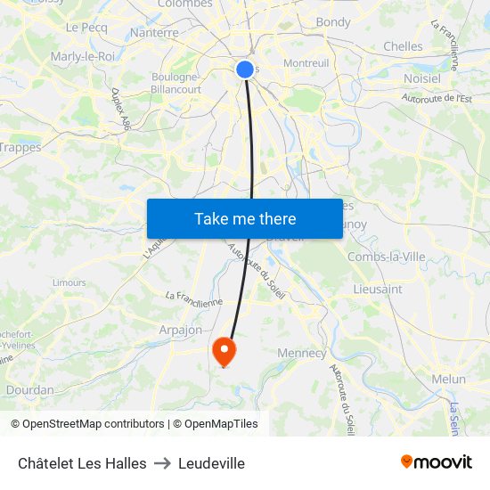 Châtelet Les Halles to Leudeville map