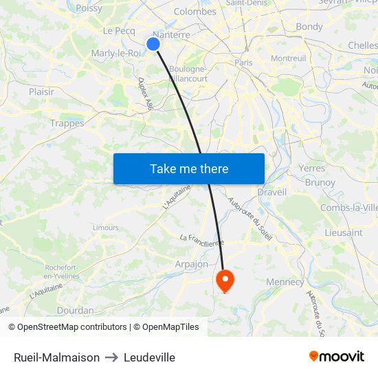 Rueil-Malmaison to Leudeville map