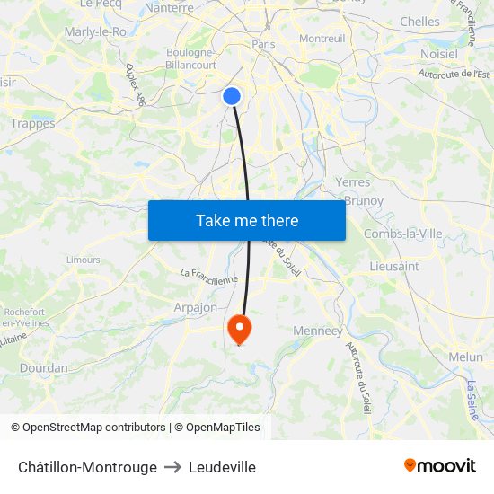 Châtillon-Montrouge to Leudeville map