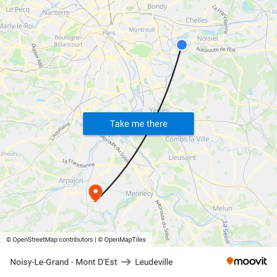 Noisy-Le-Grand - Mont D'Est to Leudeville map