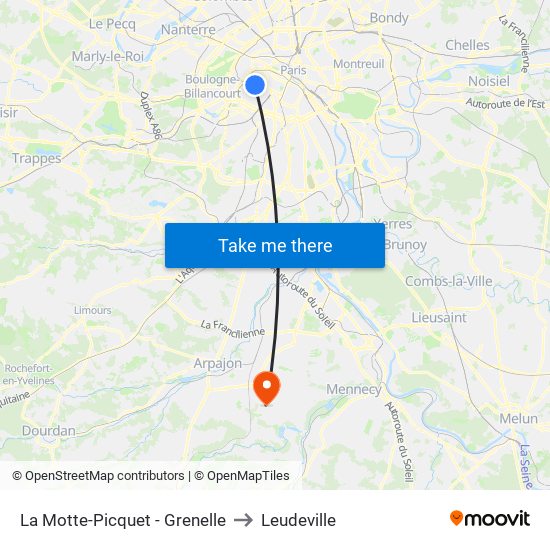 La Motte-Picquet - Grenelle to Leudeville map