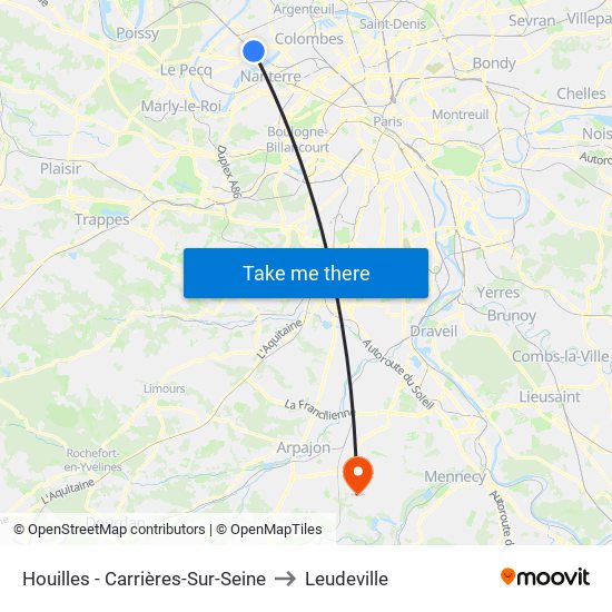 Houilles - Carrières-Sur-Seine to Leudeville map