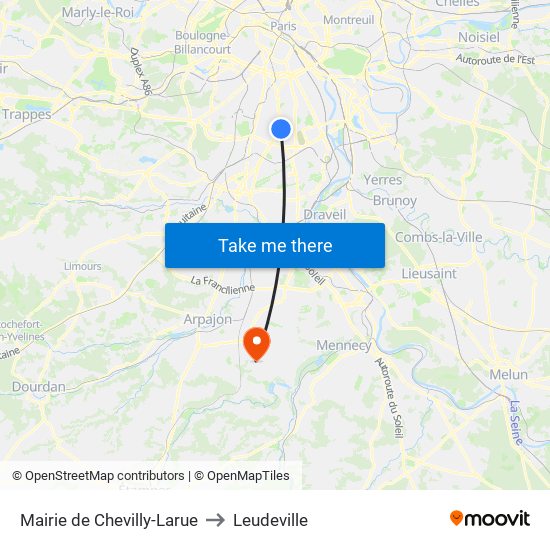 Mairie de Chevilly-Larue to Leudeville map